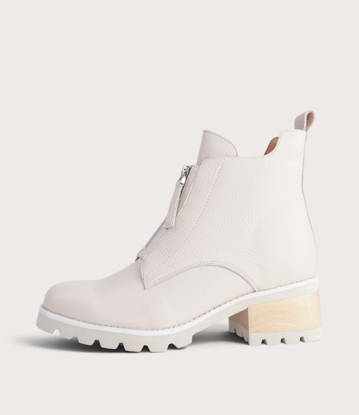 Dazzler Bone/ Tan Stack Leather Ankle Boots