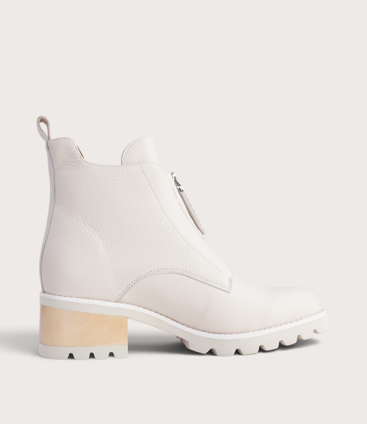 Dazzler Bone/ Tan Stack Leather Ankle Boots