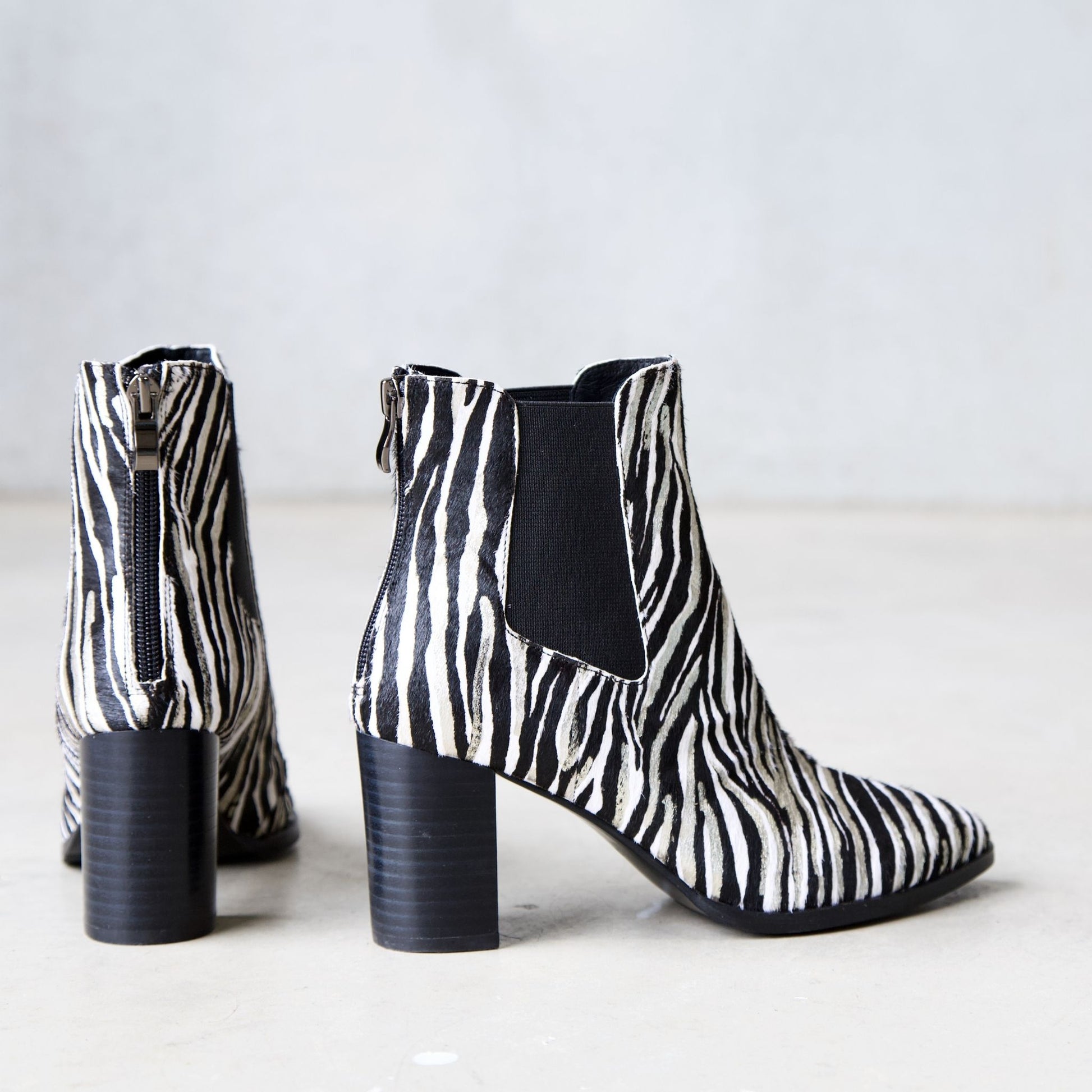Ayer Zebra Metallic Pony Ankle Boots, DJANGO & JULIETTE - Shouz