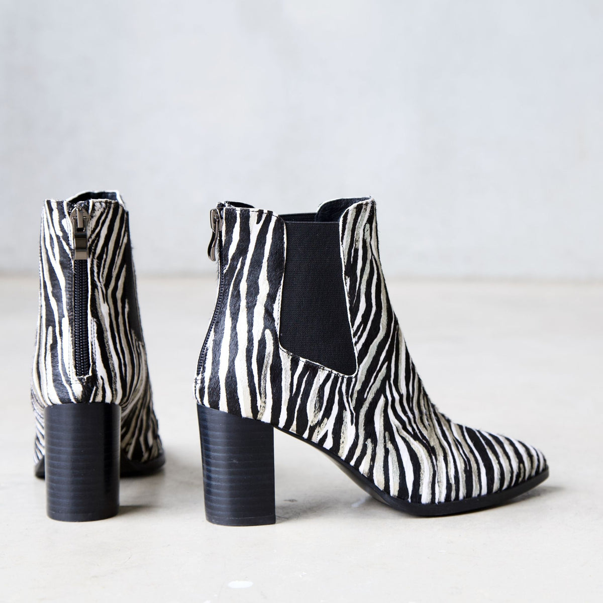 Ayer Zebra Metallic Pony Ankle Boots, DJANGO & JULIETTE - Shouz