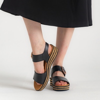 Margo Black Leather Sandals
