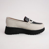 Hitch Cream Leather/ Black Patent Loafers