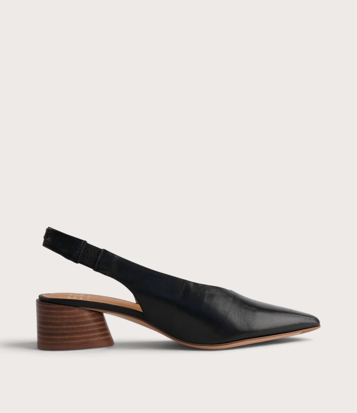 Hatti Black Leather Heels