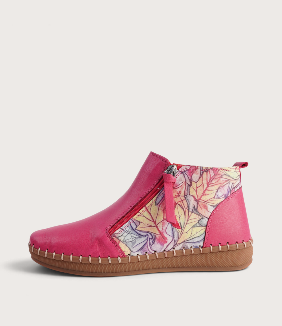 Regan Cerise Fall Leather Ankle Boots