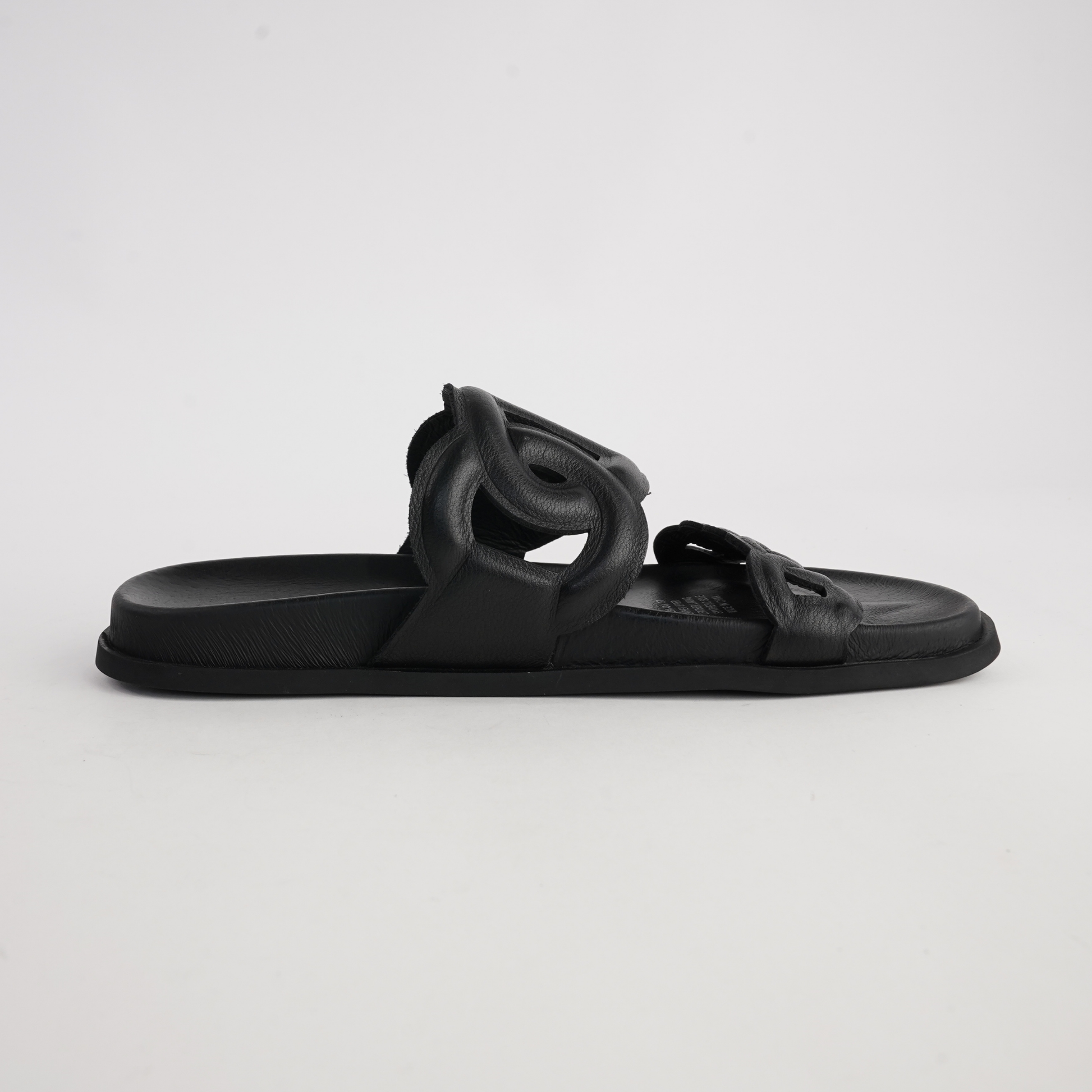Tulia Black Leather Slides