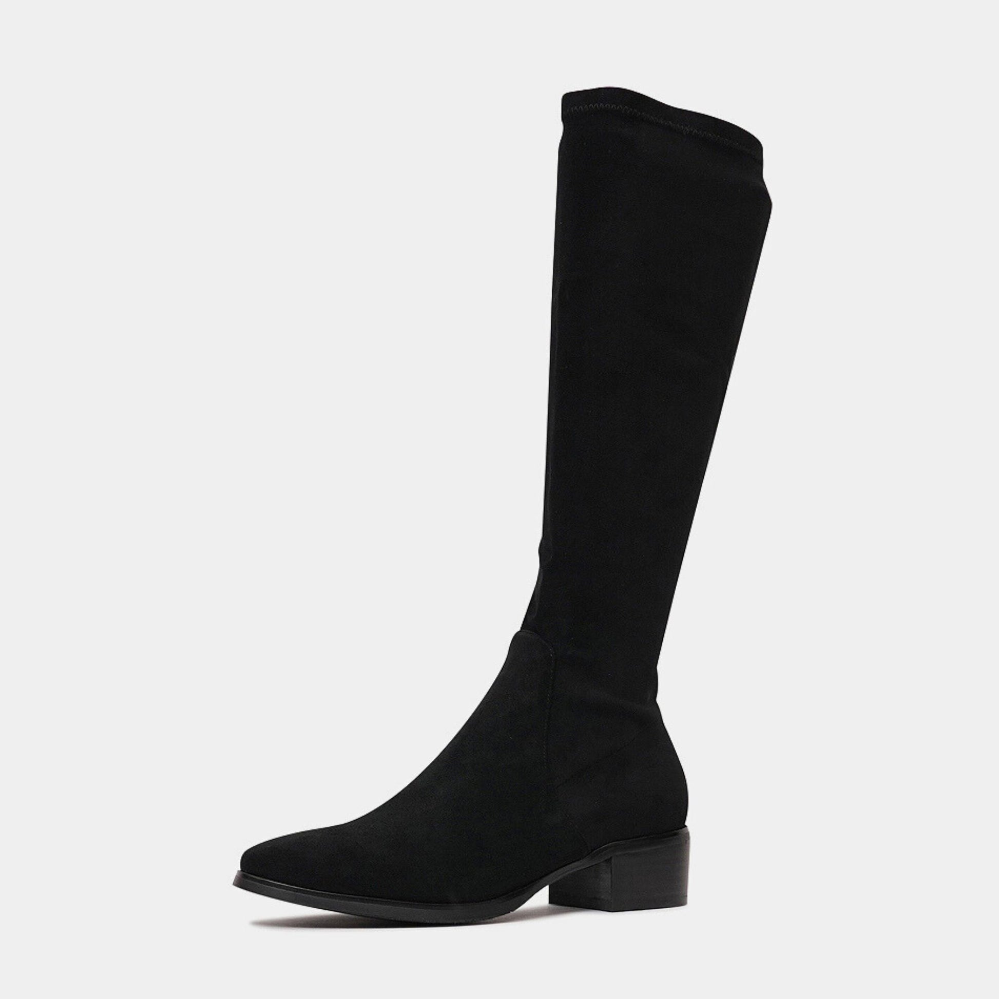 Timothie Black Stretch Microsuede Knee High Boots, DJANGO & JULIETTE - Shouz