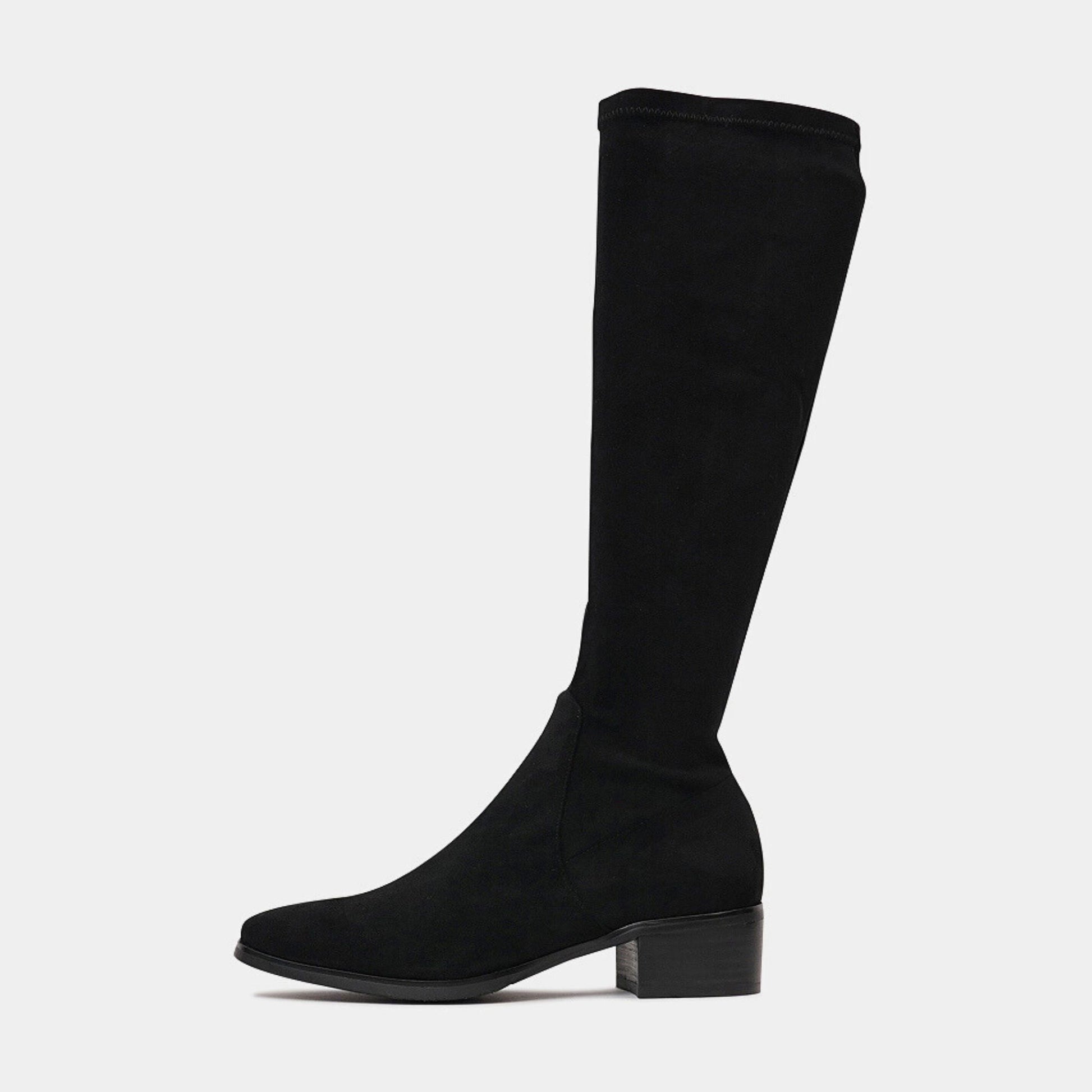 Timothie Black Stretch Microsuede Knee High Boots, DJANGO & JULIETTE - Shouz