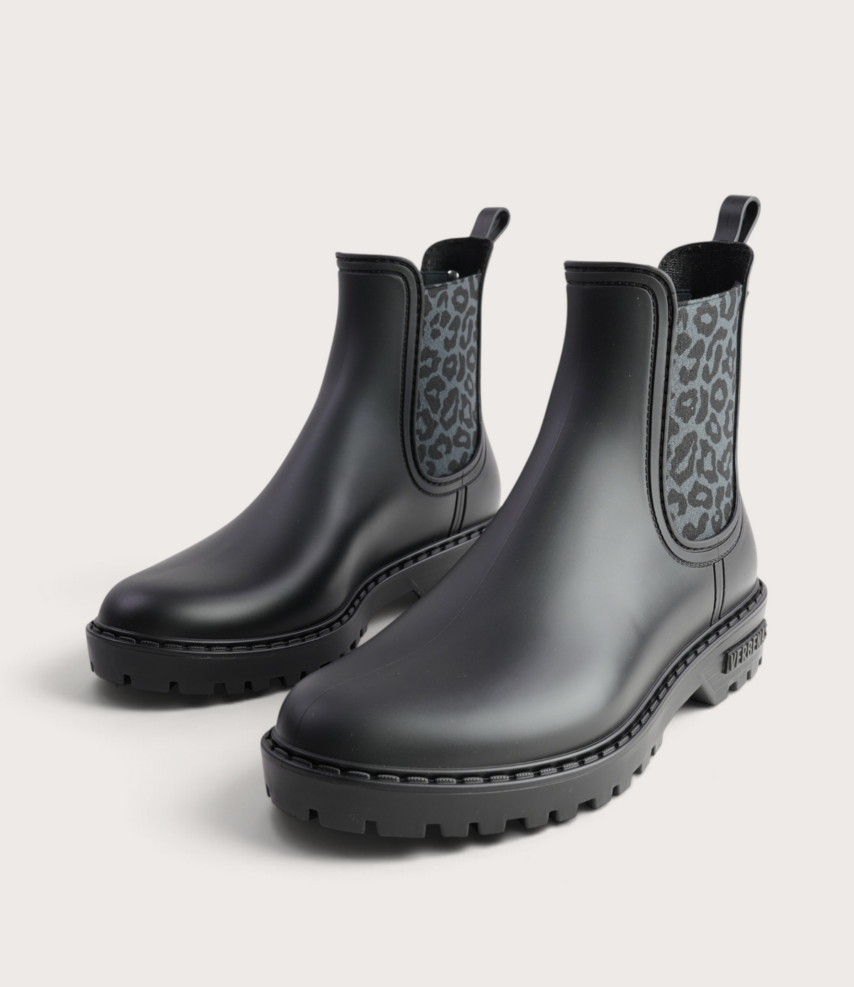 Gaudi Negro/ Leopard Negro Matte Animal Gumboots