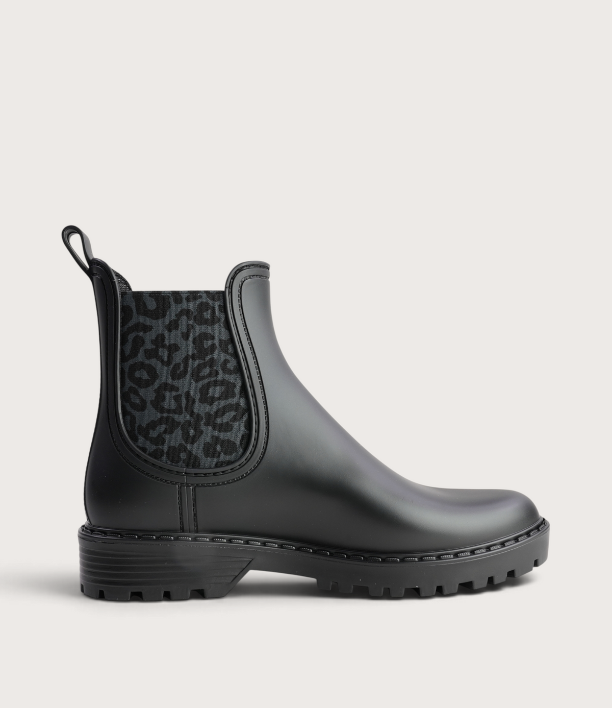 Gaudi Negro/ Leopard Negro Matte Animal Gumboots