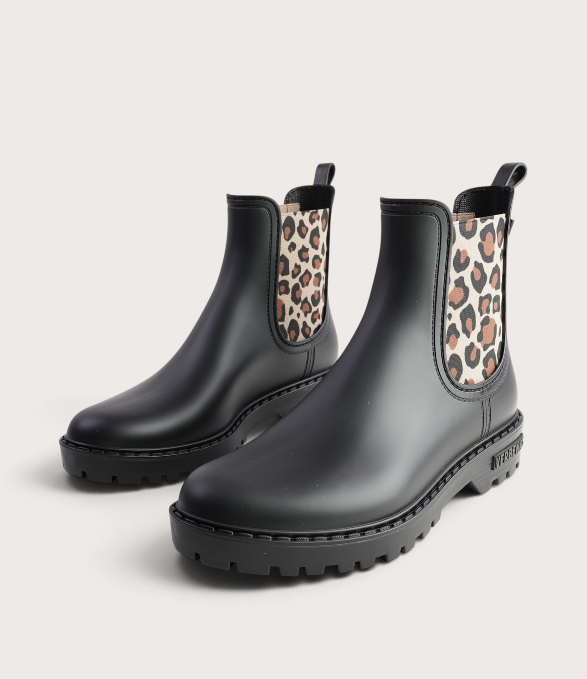 Gaudi Negro/ Leopard Matte Animal Gumboots
