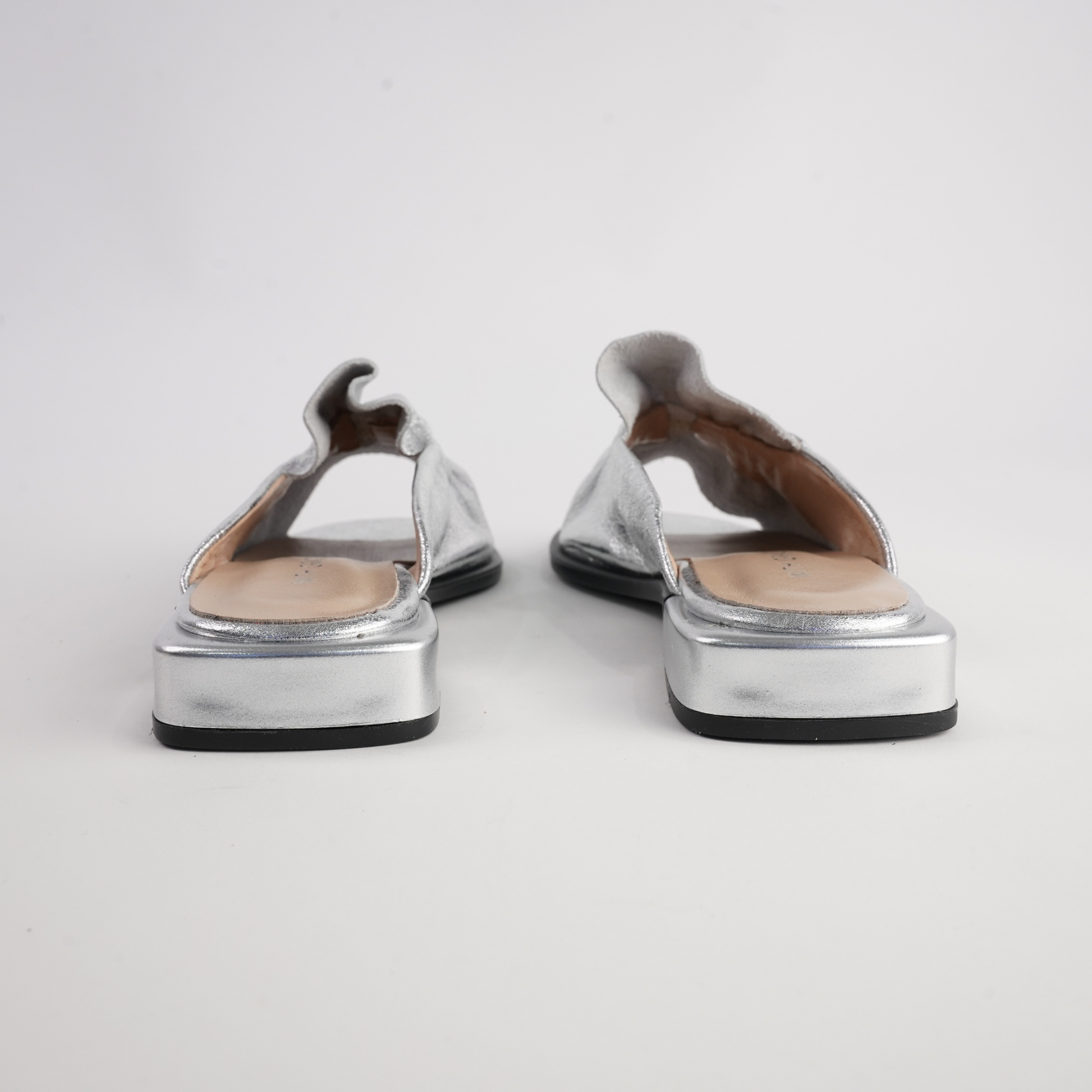 Luna Silver Leather Flats