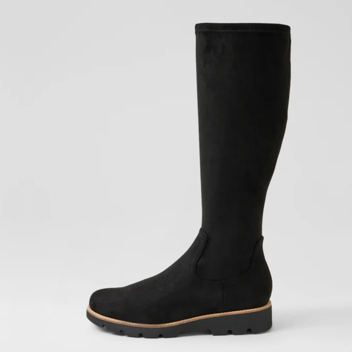 Dellah Black Stretch Microsuede Knee High Boots - DJANGO AND JULIETTE | Shouz