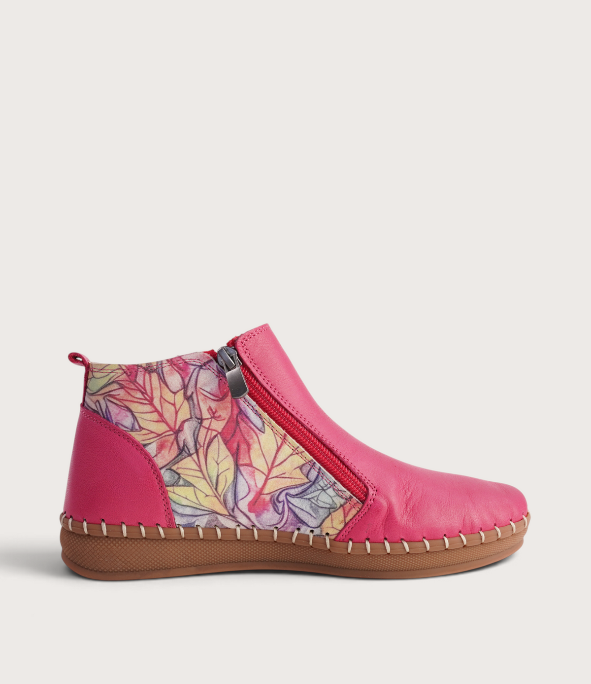 Regan Cerise Fall Leather Ankle Boots