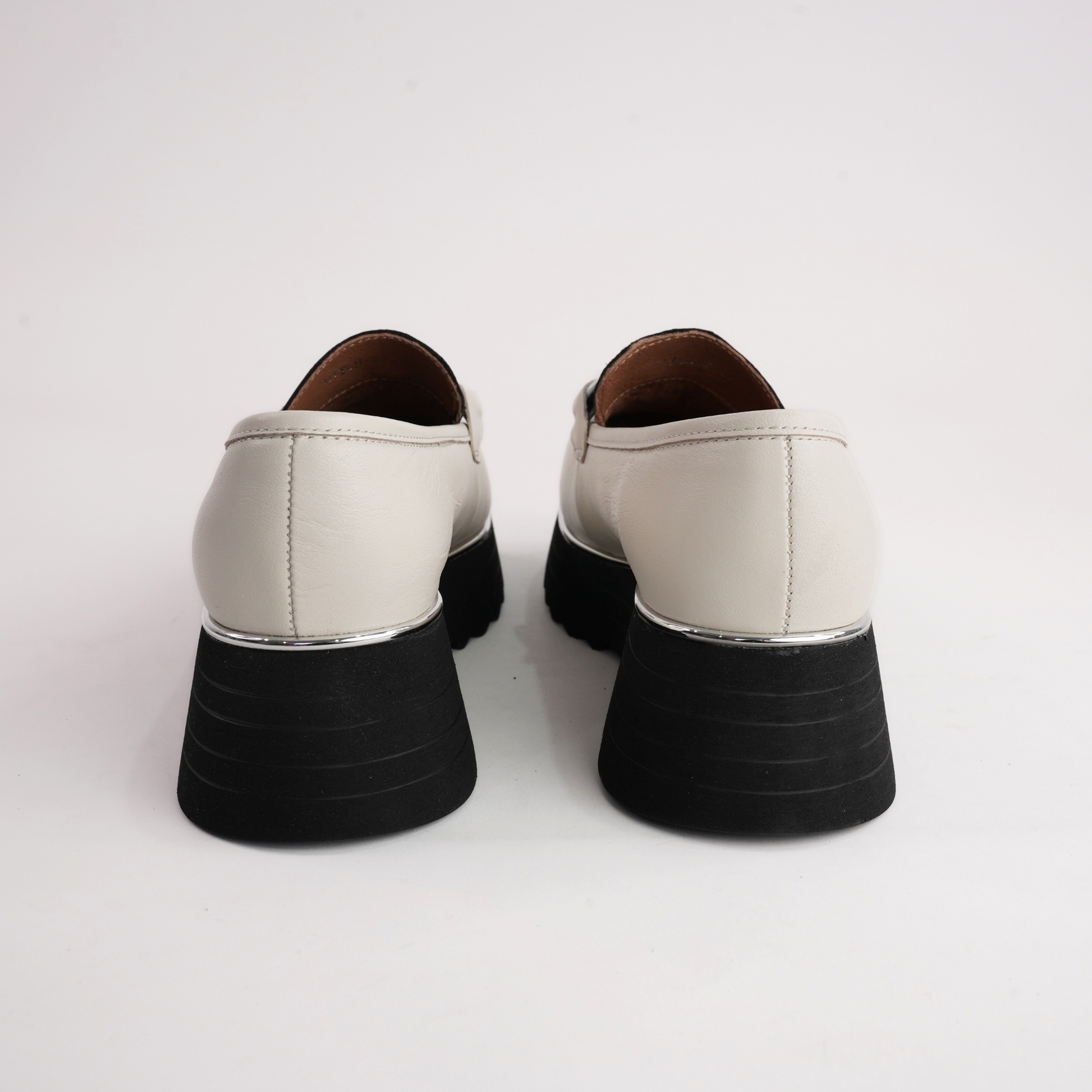 Hitch Cream Leather/ Black Patent Loafers