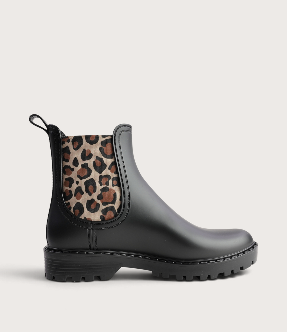 Gaudi Negro/ Leopard Matte Animal Gumboots