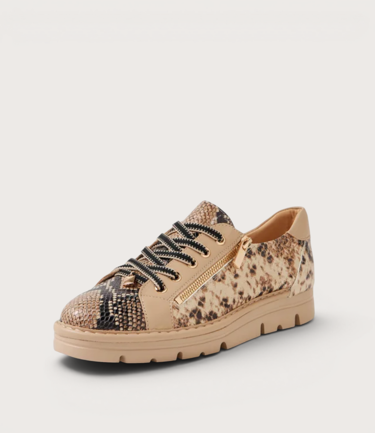 Elos Black and Caramel Snake/ Caramel Leather Sneakers