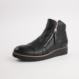 Omeah Black/ Black Leather Ankle Boots