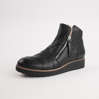 Omeah Black/ Black Leather Ankle Boots