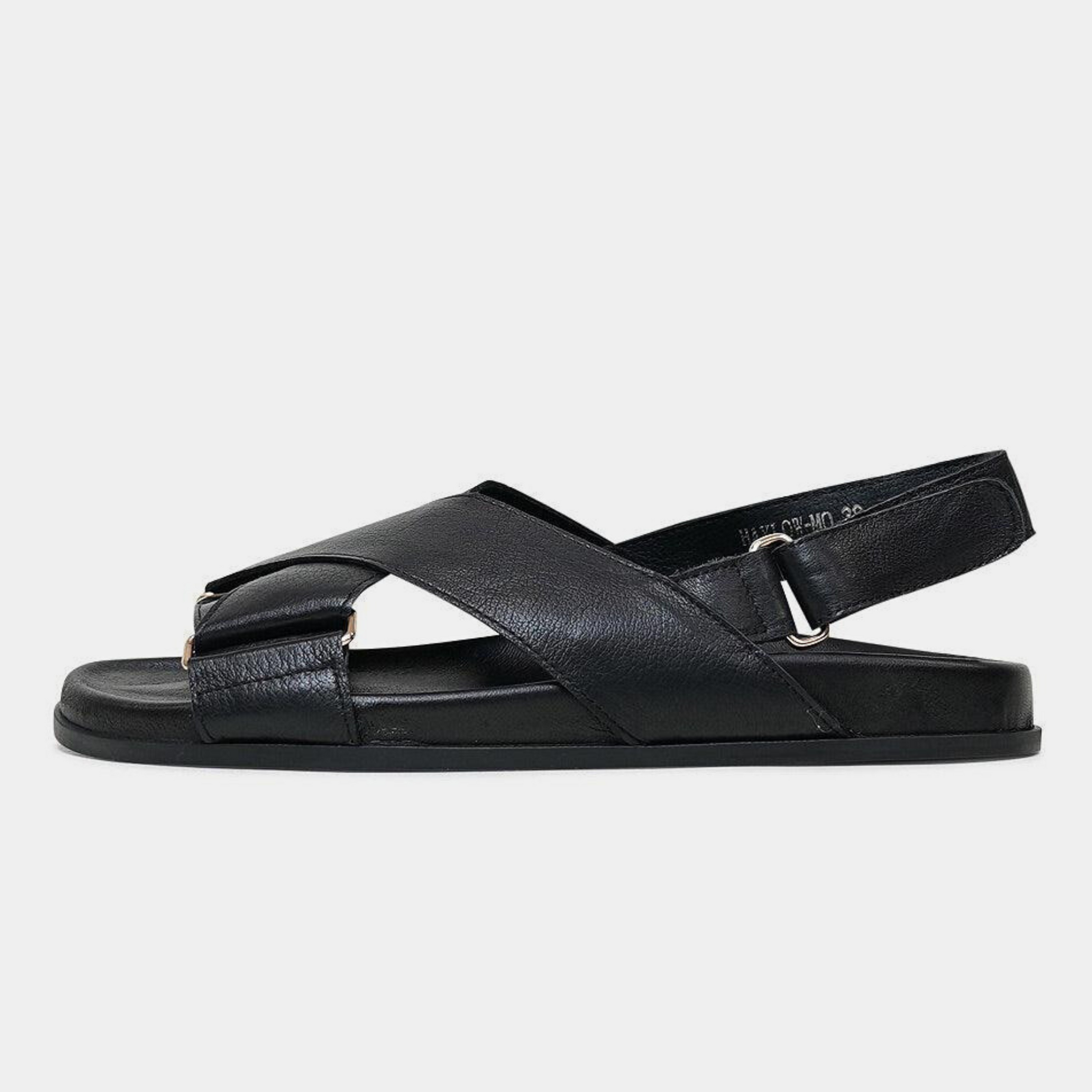 Haylow Black Leather Sandals
