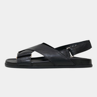 Haylow Black Leather Sandals