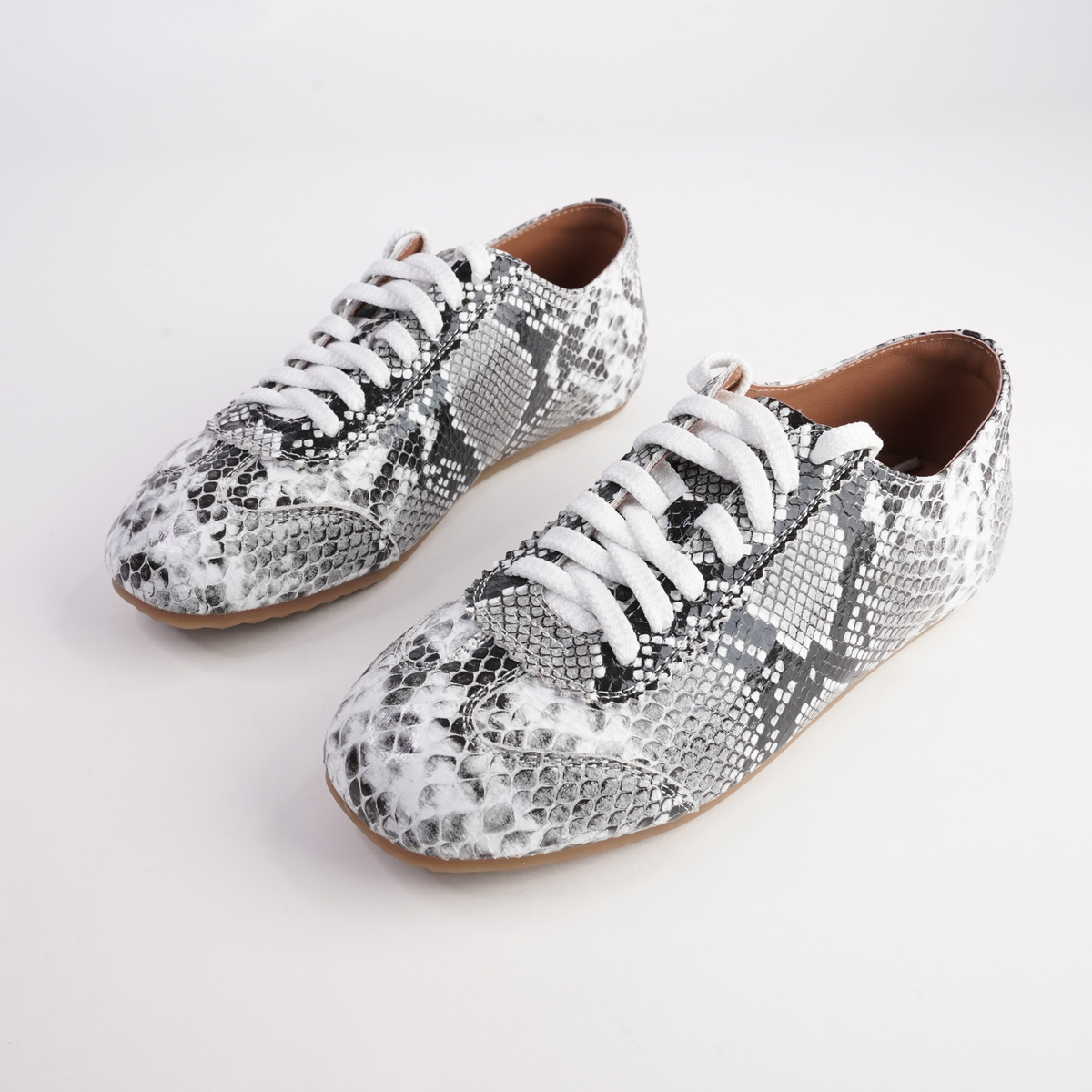 Quinn Black/ White Multi Snake Leather Sneakers - ALFIE AND EVIE | Shouz