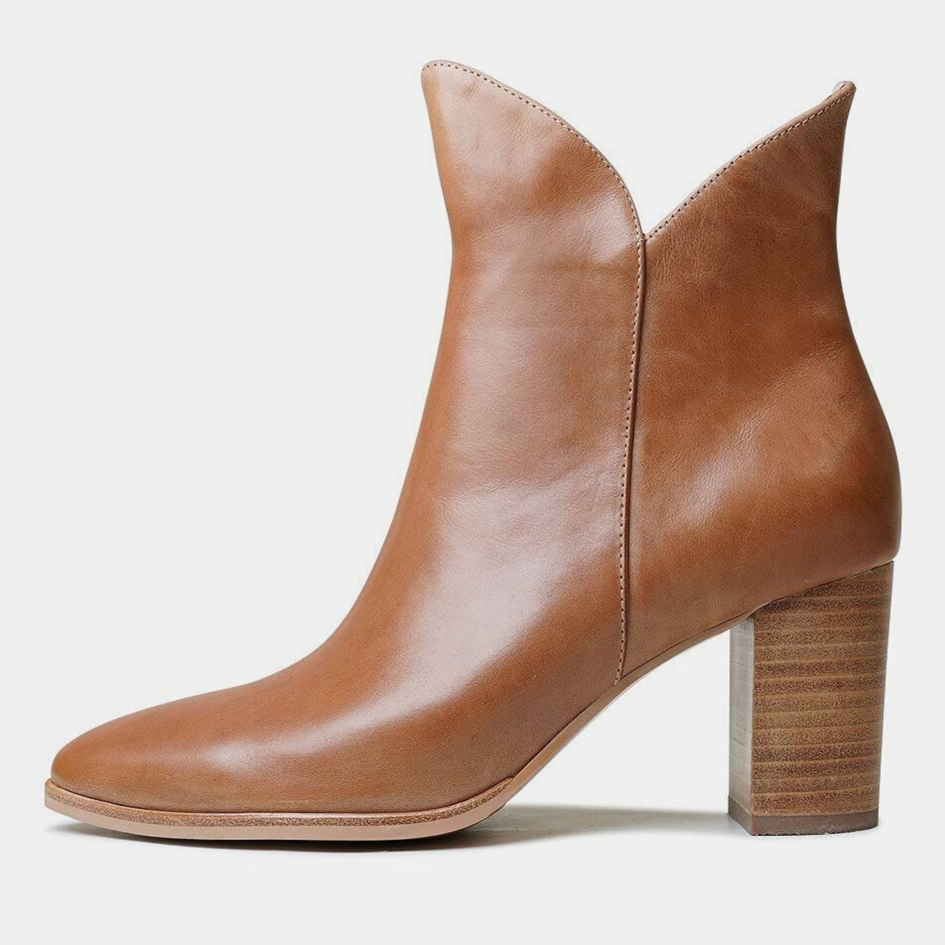 Astronomy Tan Leather Ankle Boots, DJANGO & JULIETTE - Shouz