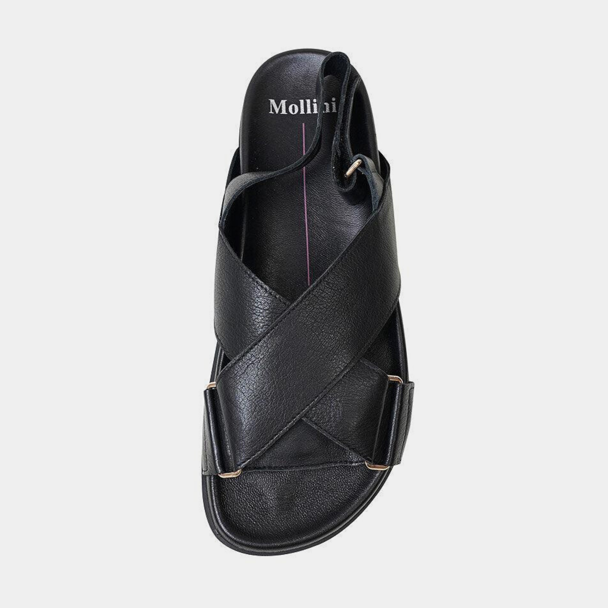 Haylow Black Leather Sandals