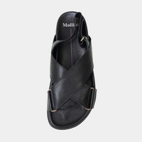 Haylow Black Leather Sandals