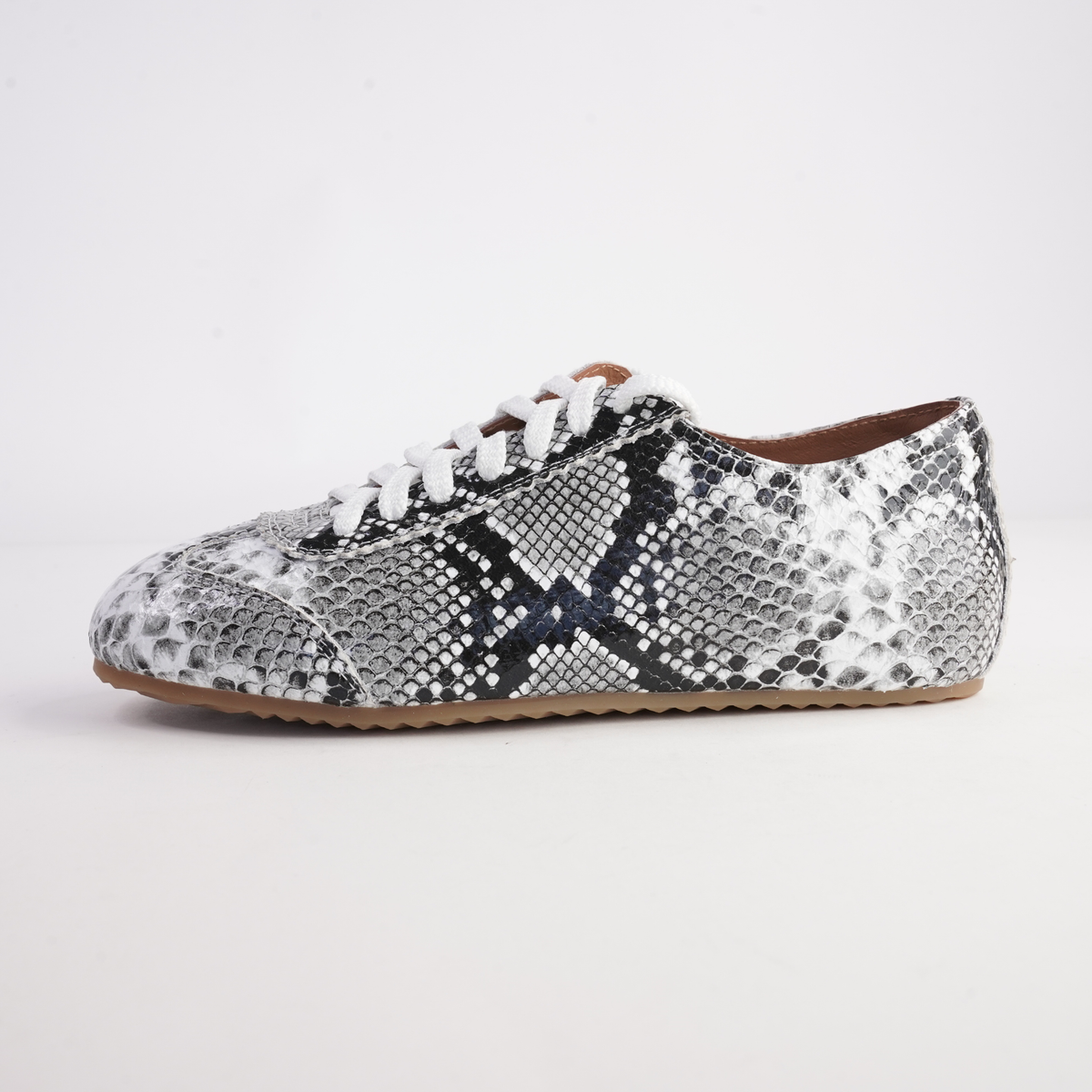 Quinn Black/ White Multi Snake Leather Sneakers - ALFIE AND EVIE | Shouz