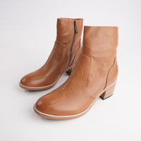 Rarna Tan Leather Ankle Boots