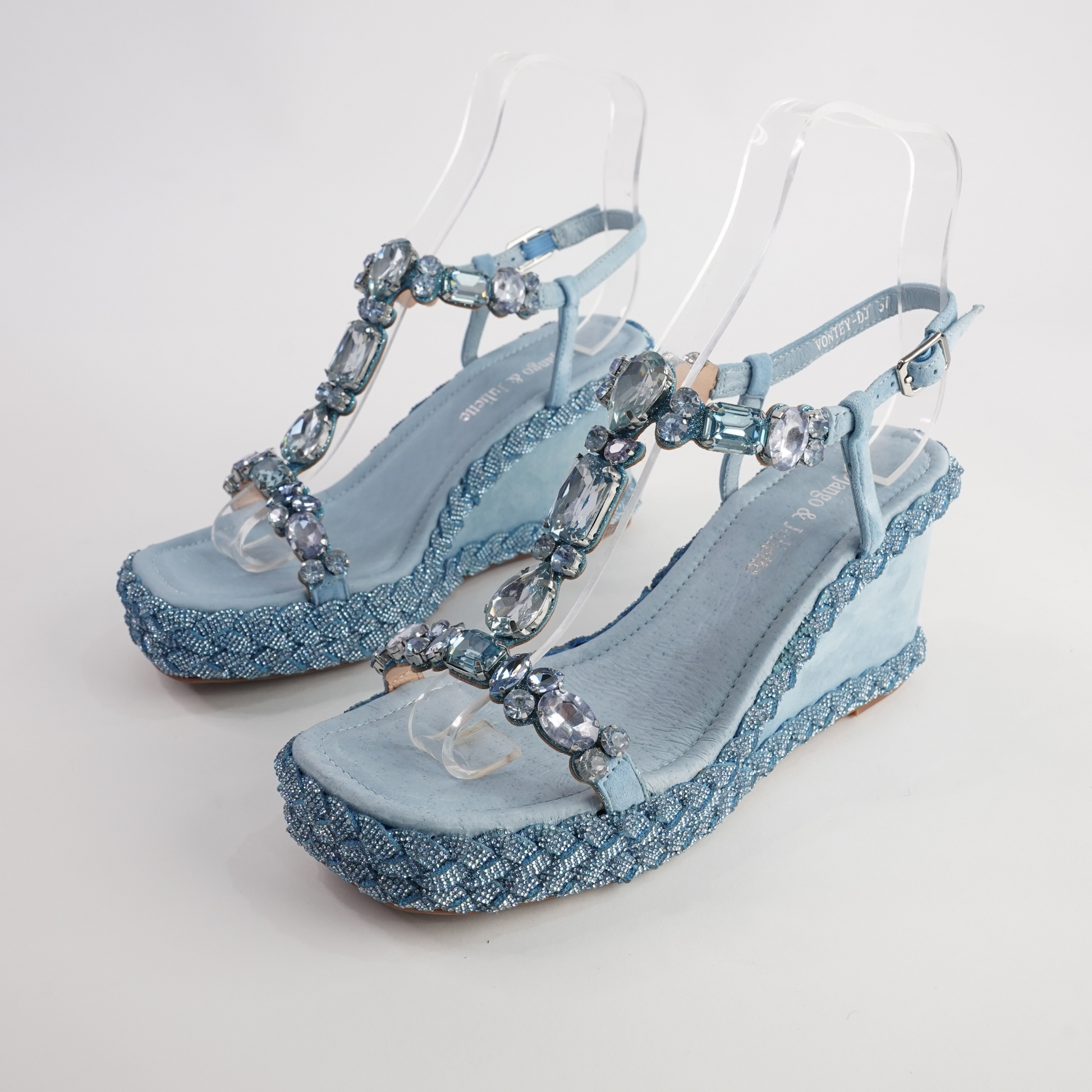 Vontey Denim Suede Wedge Sandals