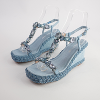 Vontey Denim Suede Wedge Sandals