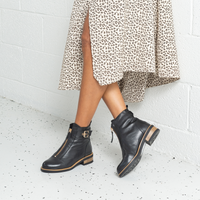 Dooley Black Leather Ankle Boots