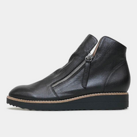 Ohmy Black/ Black Leather Ankle Boots