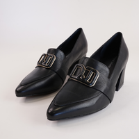 Moseles Blackleather Heeled Loafers