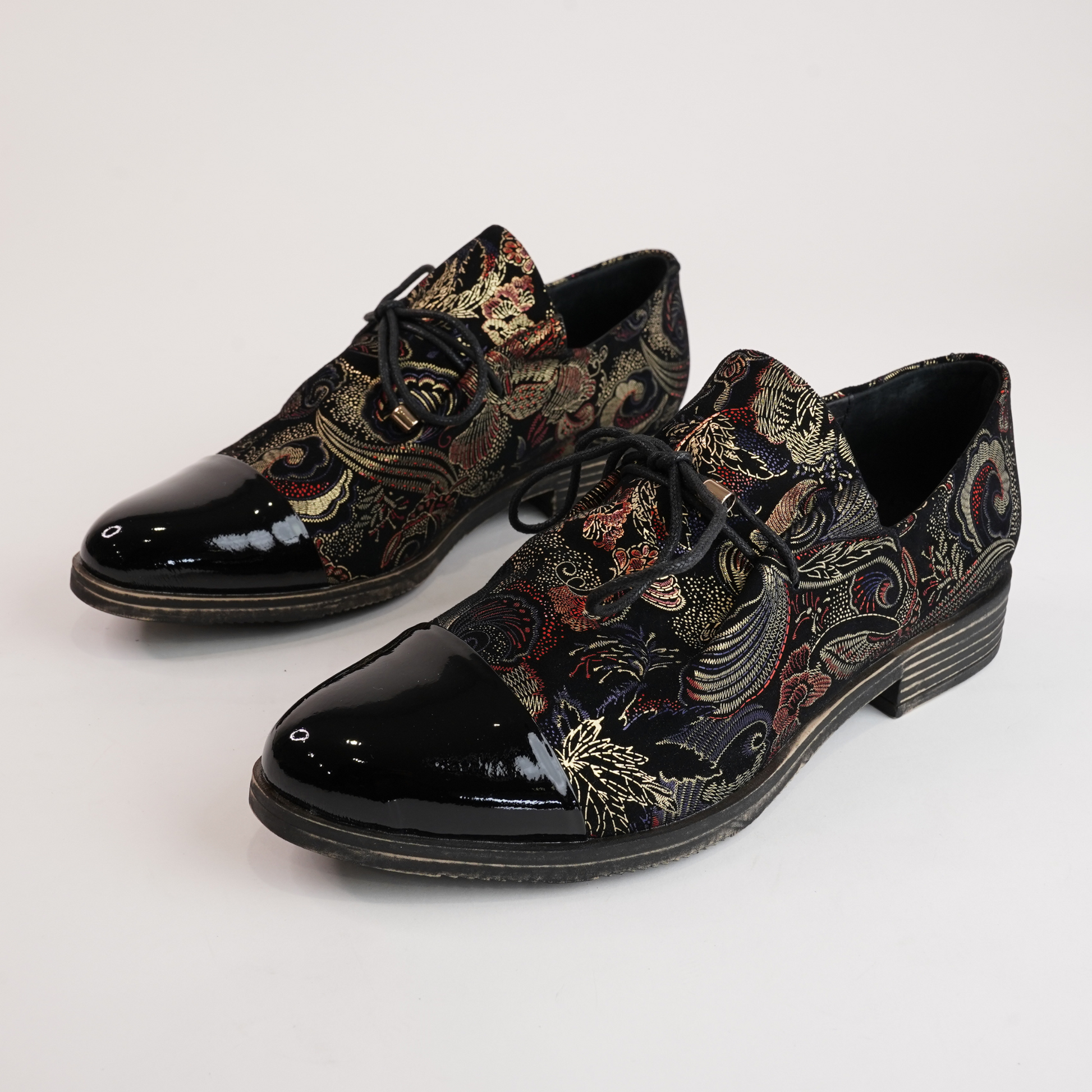 Kotty Black Print/ Regal Print Lace-up Flats