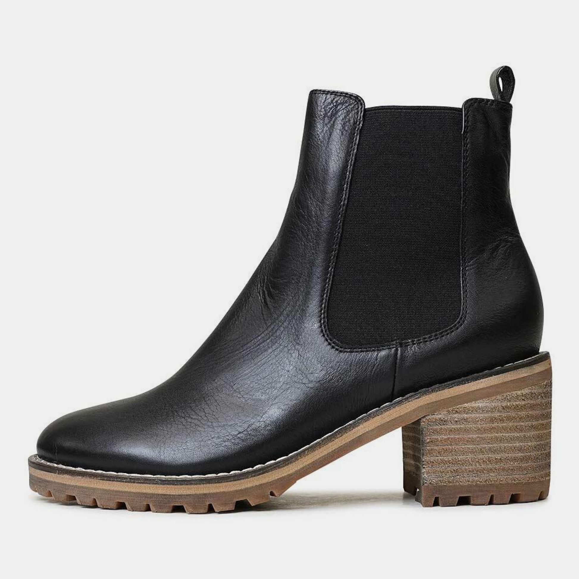 Biscoti Black Leather Ankle Boots