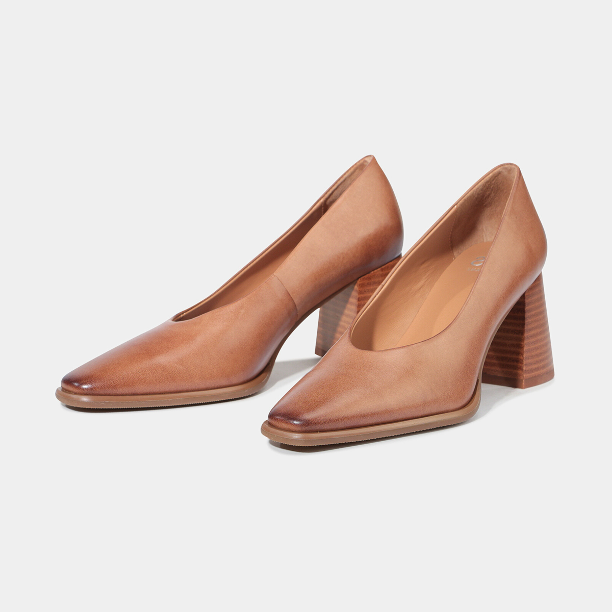 Zanie Pecan Leather Heels - EOS FOOTWEAR | Shouz