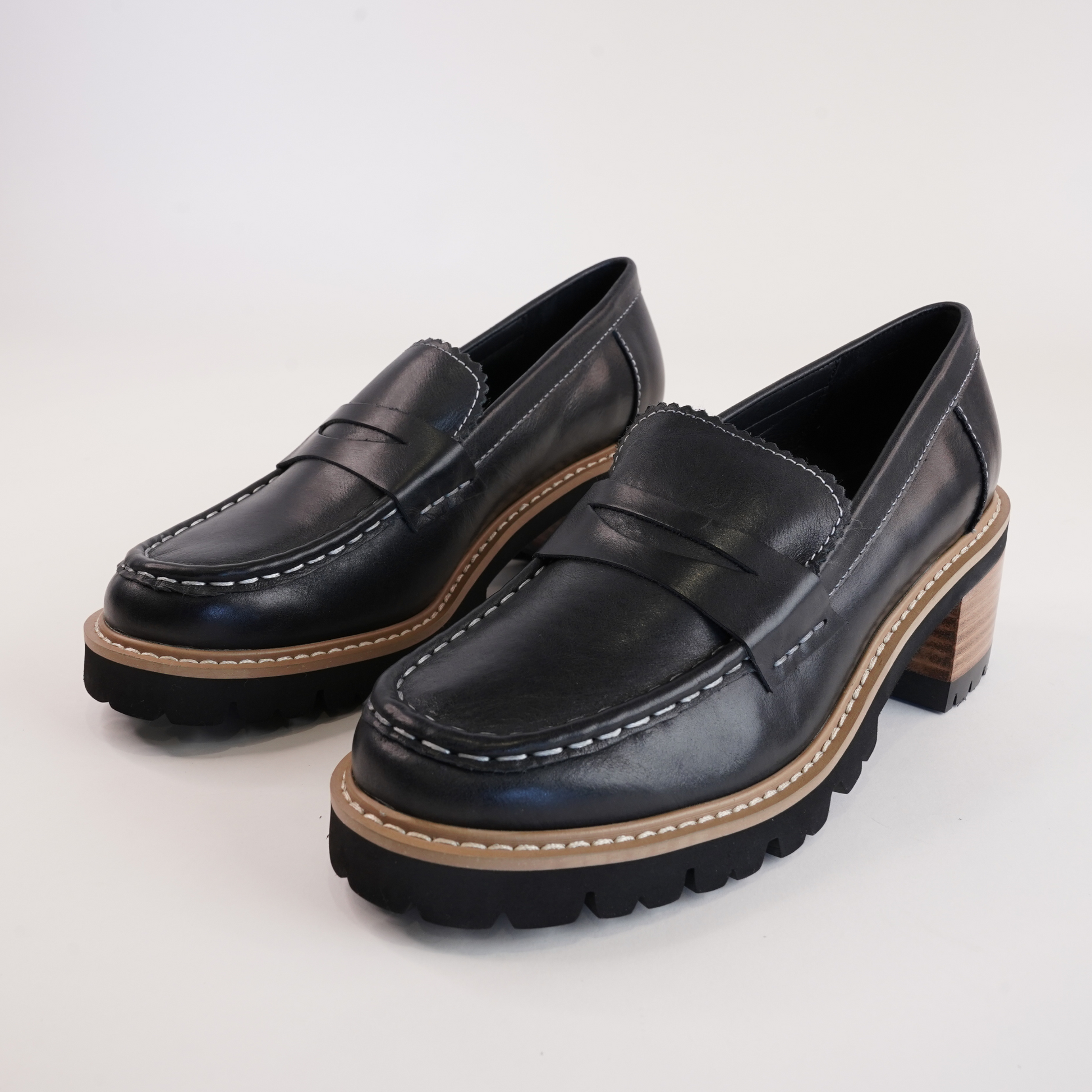 Merrel Black/ Natural Heeled Loafers