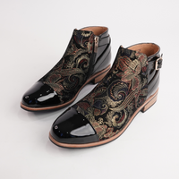 Leart Black Patent/ Black Regal Leather Ankle Boots