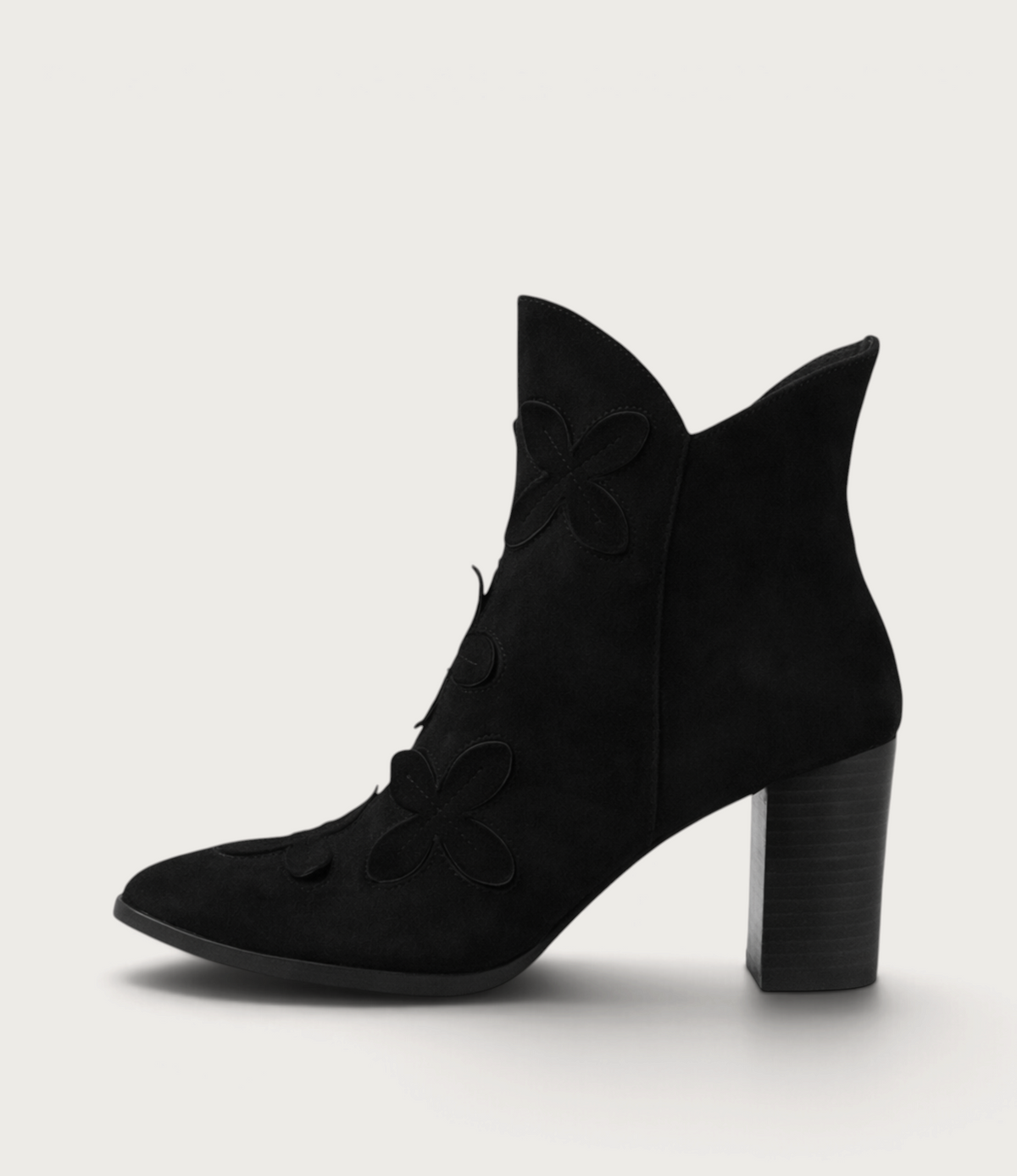 Alderte Black Suede/ Black Heel Ankle Boots