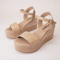 009-cres-138 Sand Patent/ Suede Leather Wedges