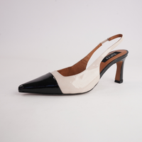 Ag-24547 Black Patent/ Bone Patent Leather Heels