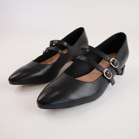 Fuela Black Leather Flats