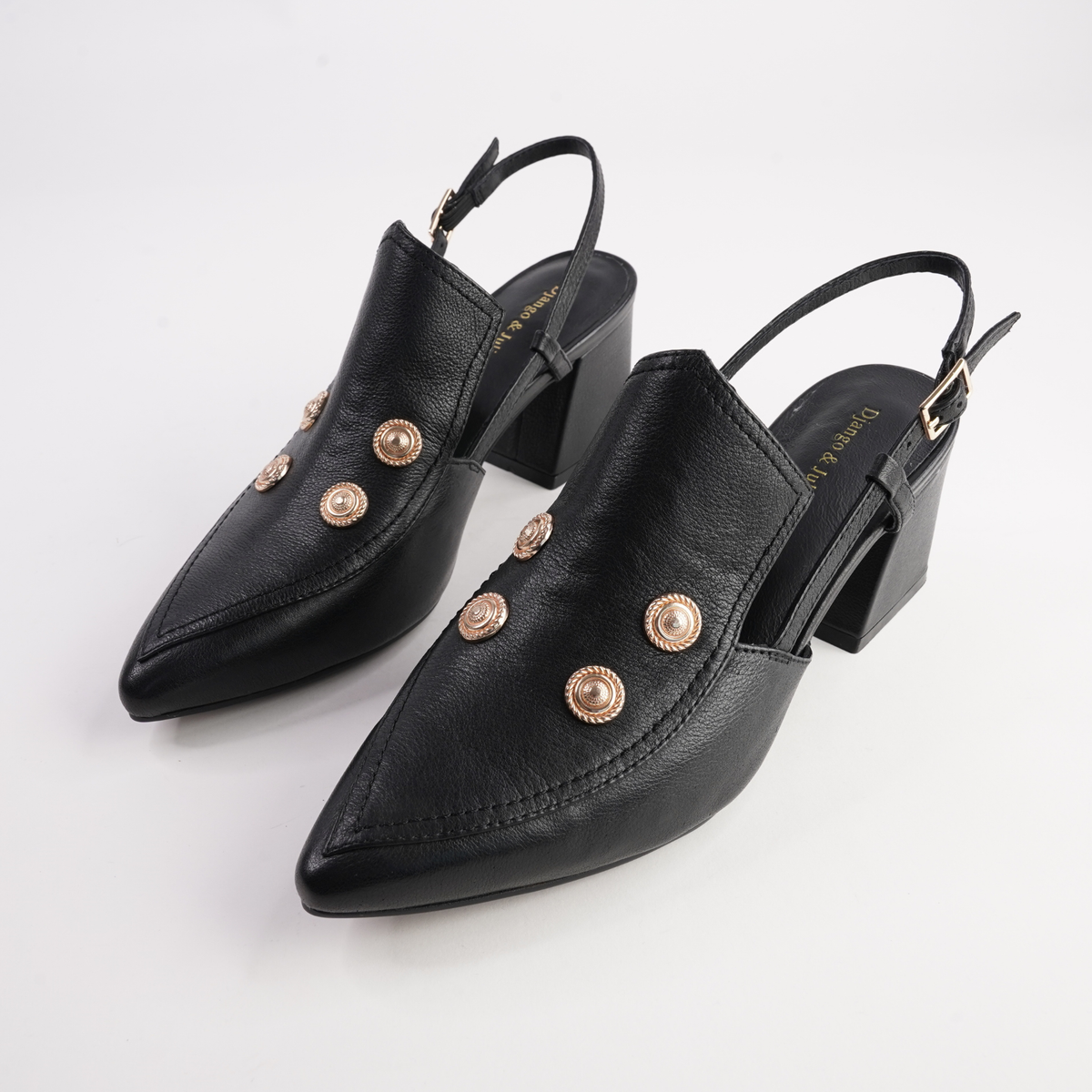 Millso Black Leather Heels - DJANGO AND JULIETTE | Shouz