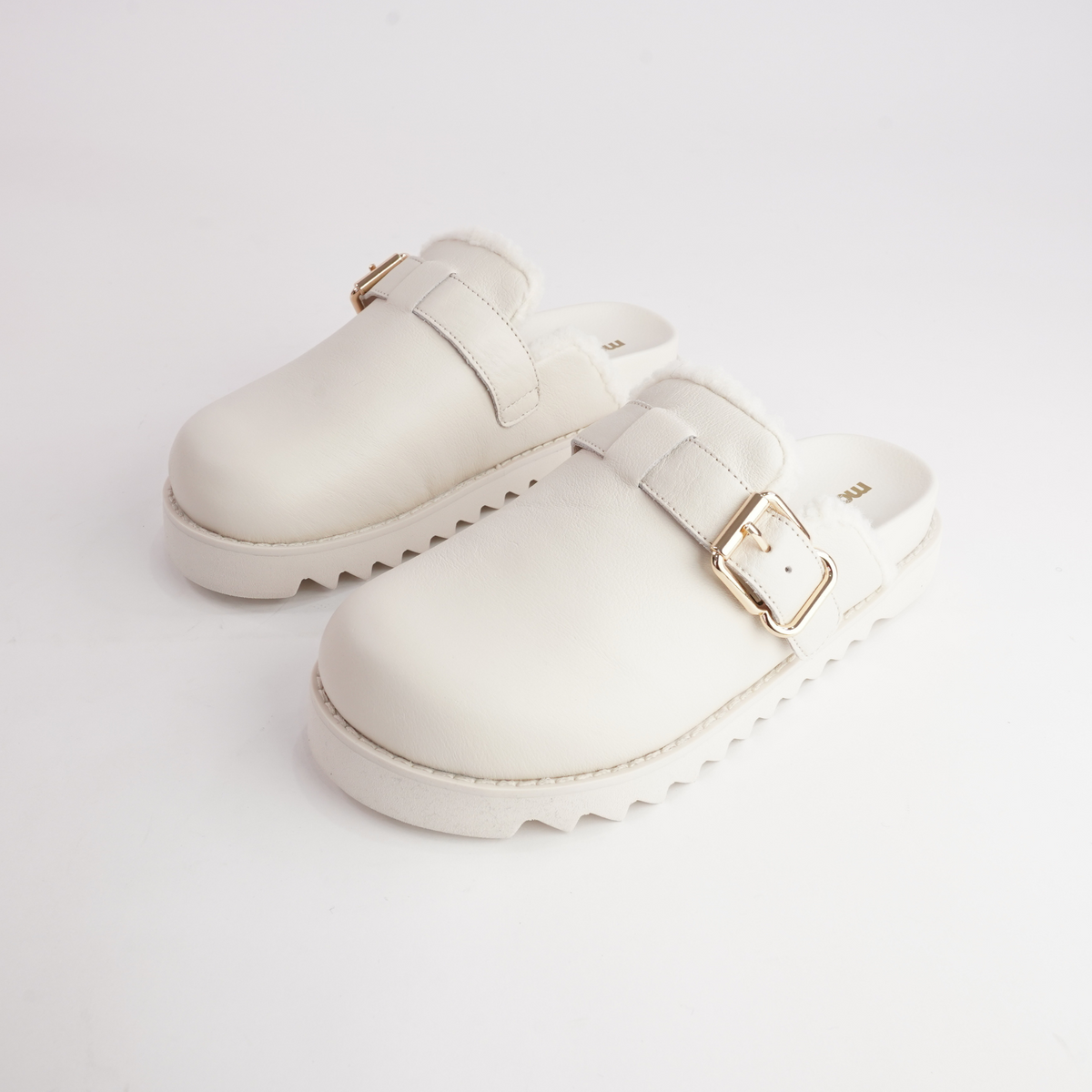 Merchah Cream Leather Mules - MOLLINI | Shouz