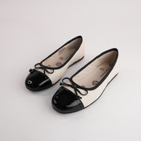 Bookie Black Patent/ Milk Leather Ballet Flats