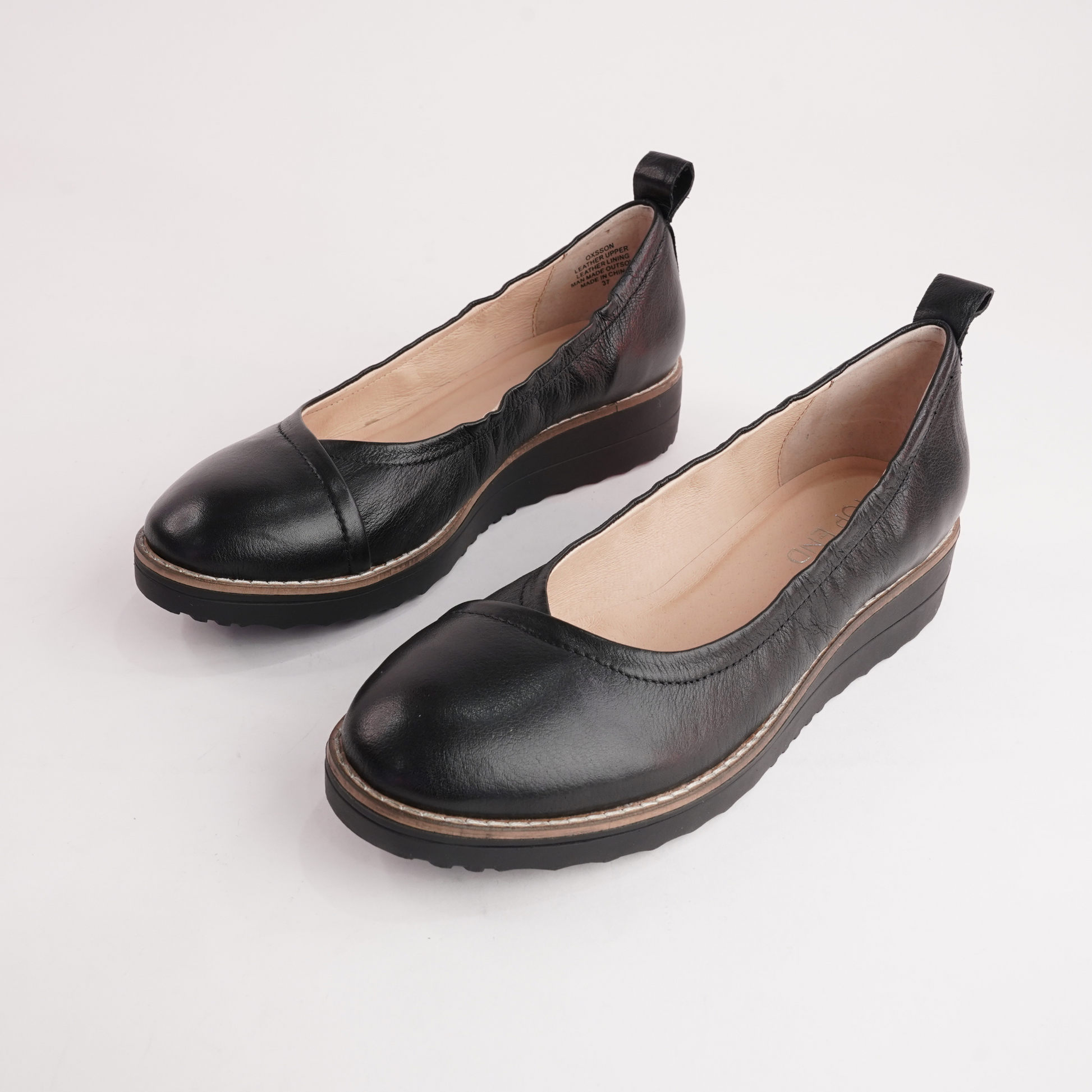 Oxsson Black/ Black Sole Leather Flats
