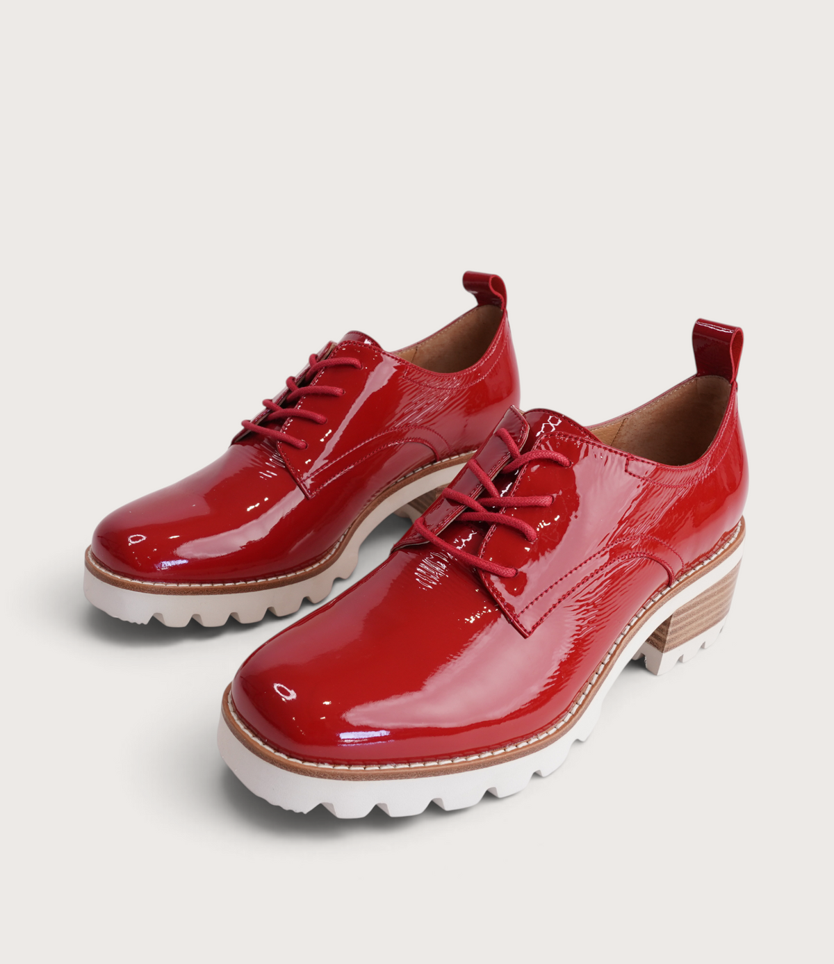 Daya Red Crinkle Patent Leather Brougues