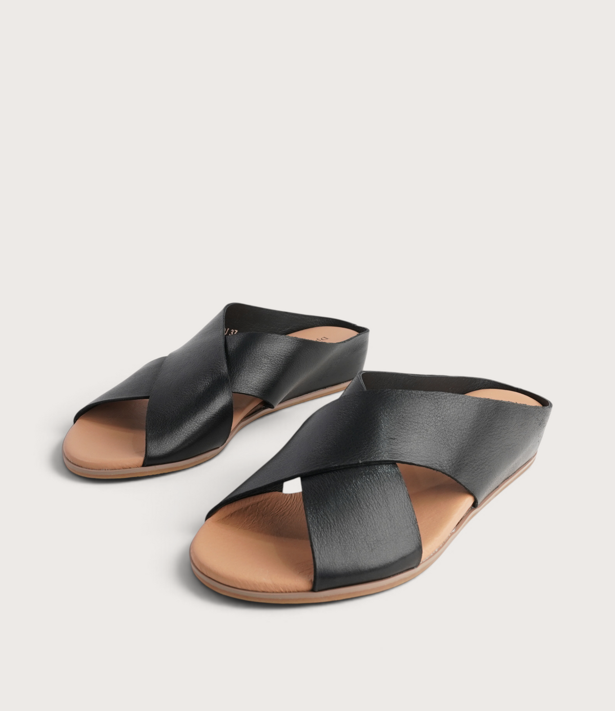 Harli Black Leather Slides